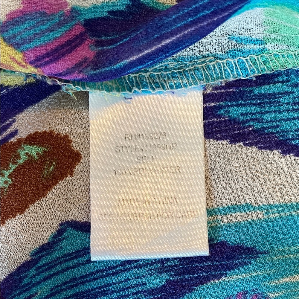 Daniel Rainn Split Neck Bright Multicolor Sheer F… - image 4